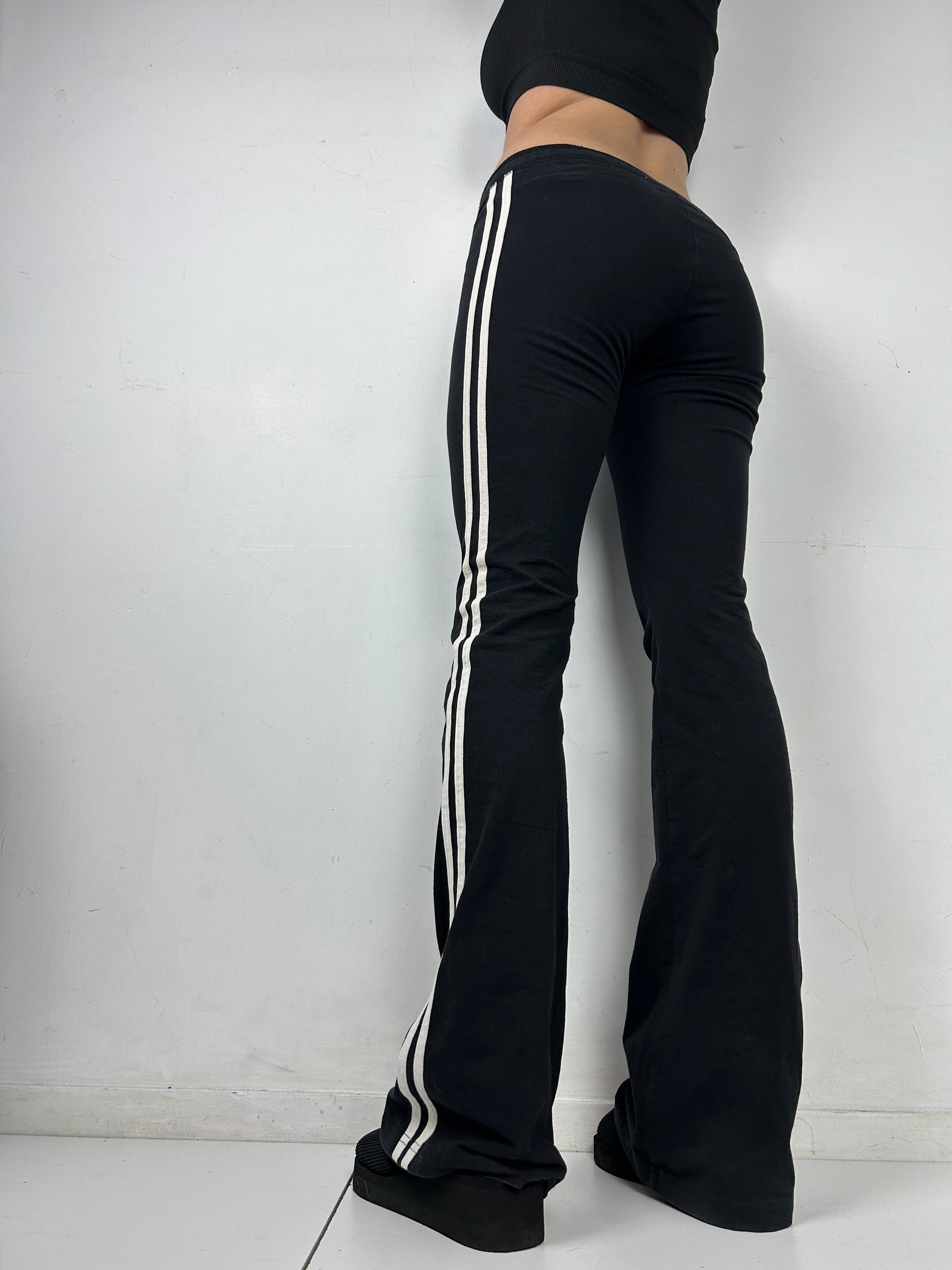 Black sporty flare joggers pants (S)