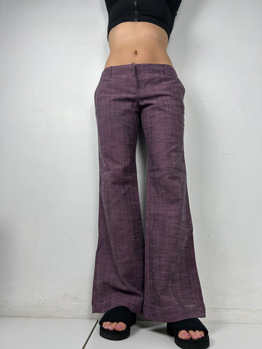 Purple denim low rise flare/ bootcut baggy pants (M)