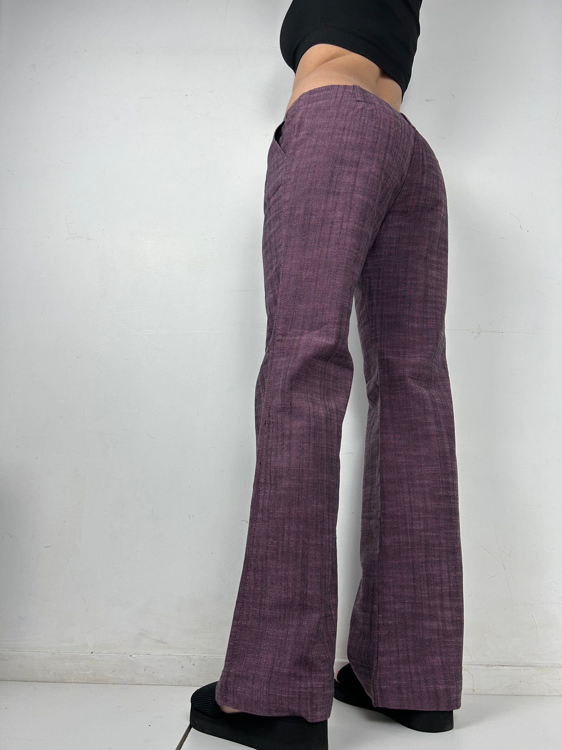 Purple denim low rise flare/ bootcut baggy pants (M)