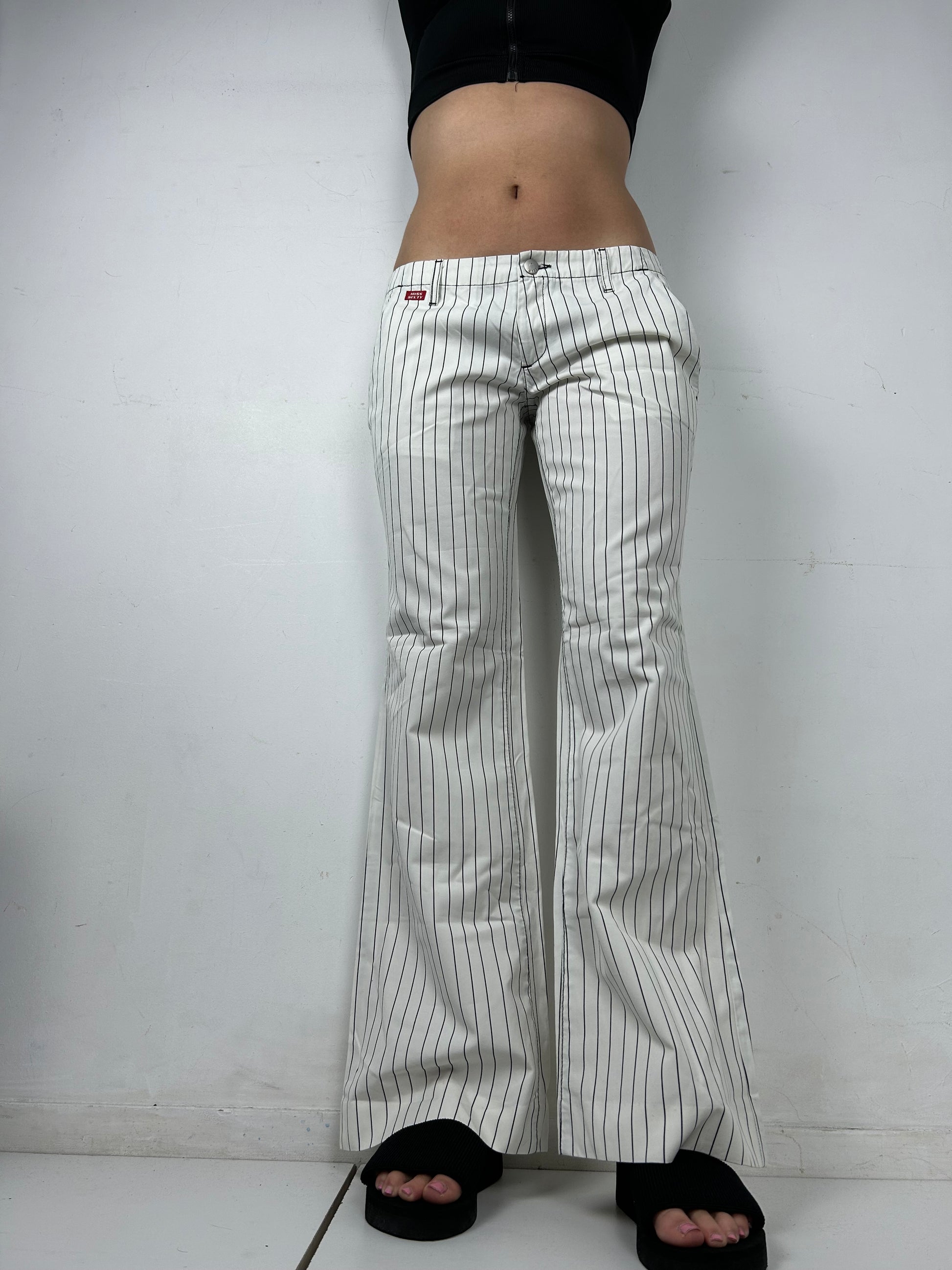 White low waist office bootcut flare pants (M)