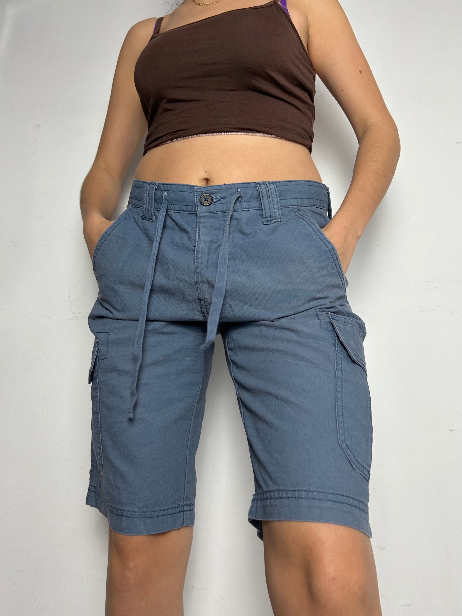 Blue grey cargo mid short y2k vintage (M)