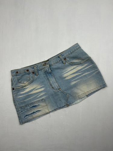 Blue denim low rise mini skirt (M)