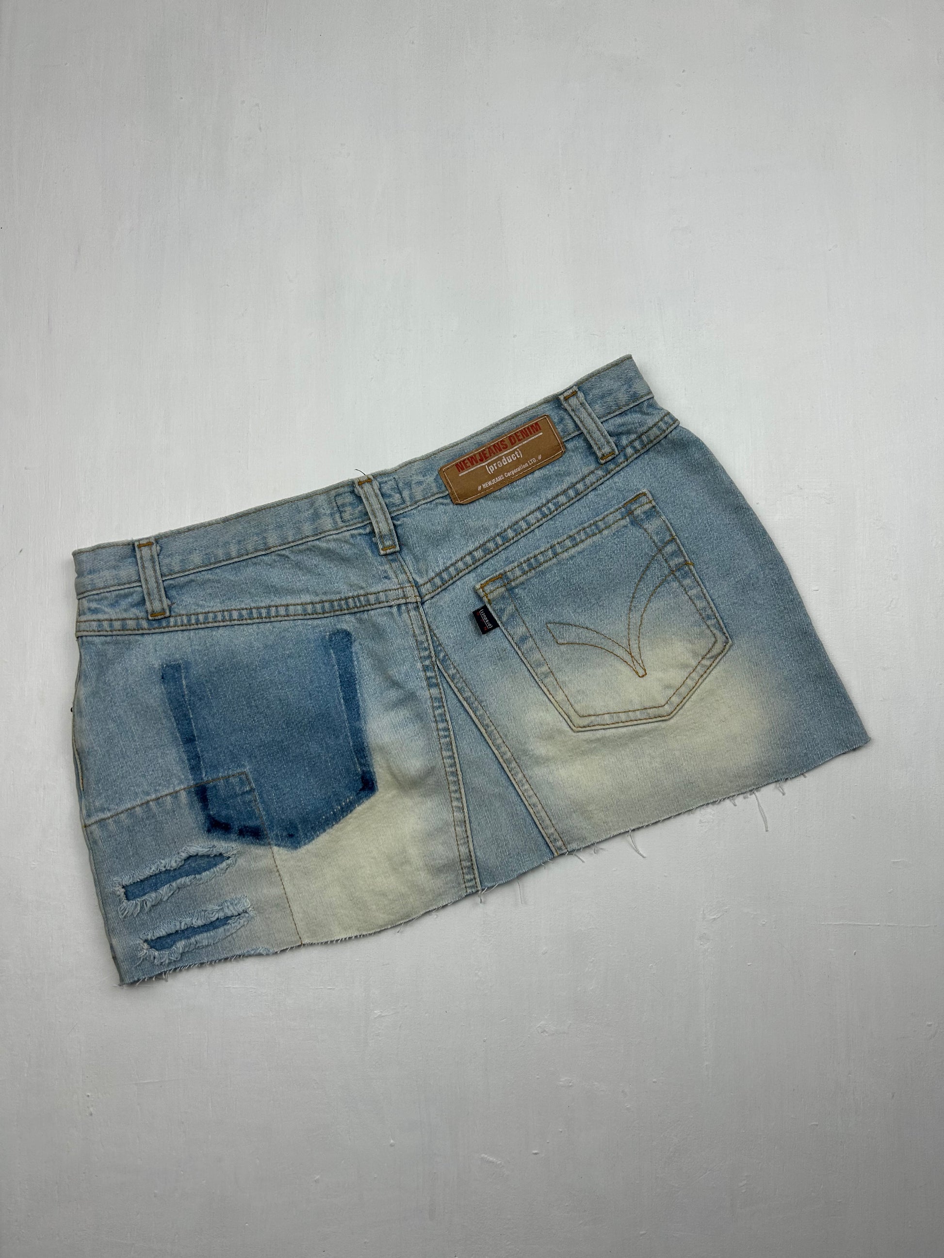 Blue denim low rise mini skirt (M)